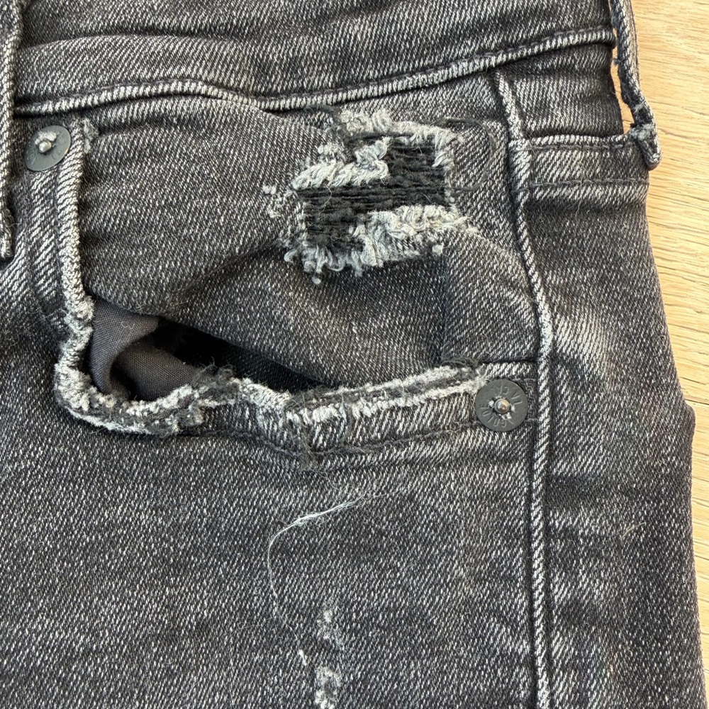 AGOLDE High-Rise Skinny Jeans – Black Raw Hem (Size 27) - Picture 6 of 11